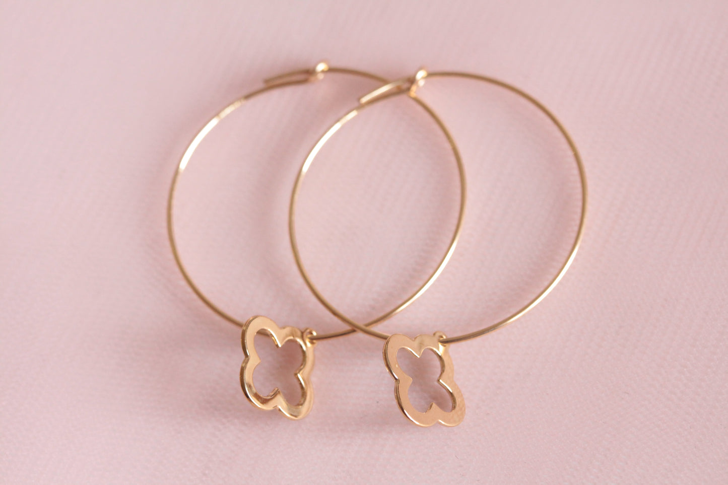 14 carat gold filled hoop earrings with Terry gold plated pewter gingko leaves