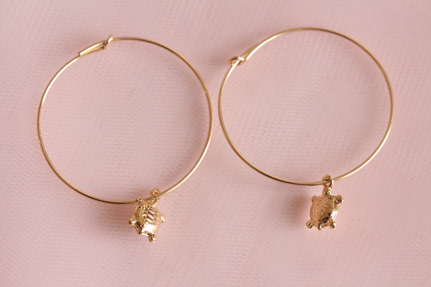 14 carat gold filled hoop earrings with Terry gold plated pewter gingko leaves