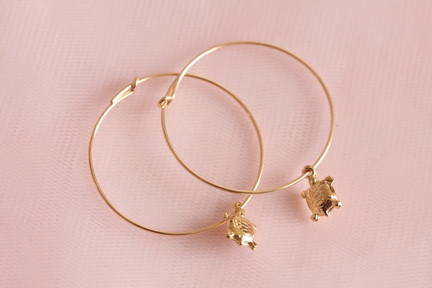 14 carat gold filled hoop earrings with Terry gold plated pewter gingko leaves