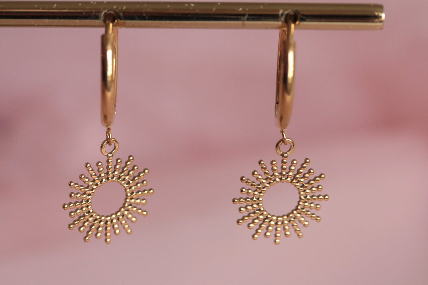 14 carat gold filled hoop earrings with Terry gold plated pewter gingko leaves