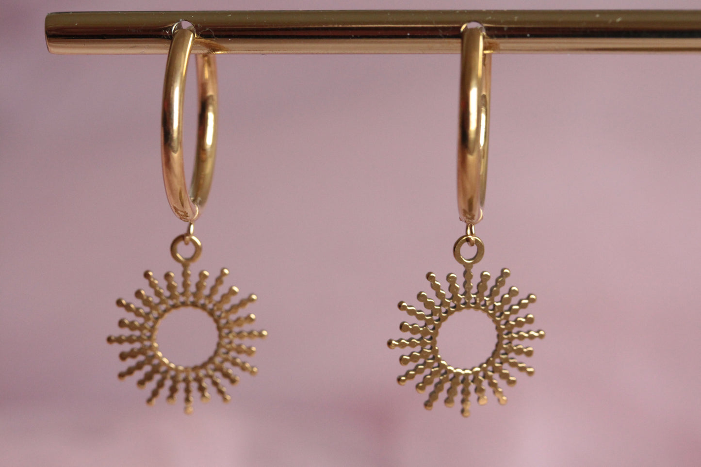 14 carat gold filled hoop earrings with Terry gold plated pewter gingko leaves