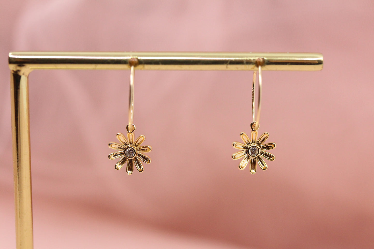 14 carat gold filled hoop earrings with Terry gold plated pewter gingko leaves