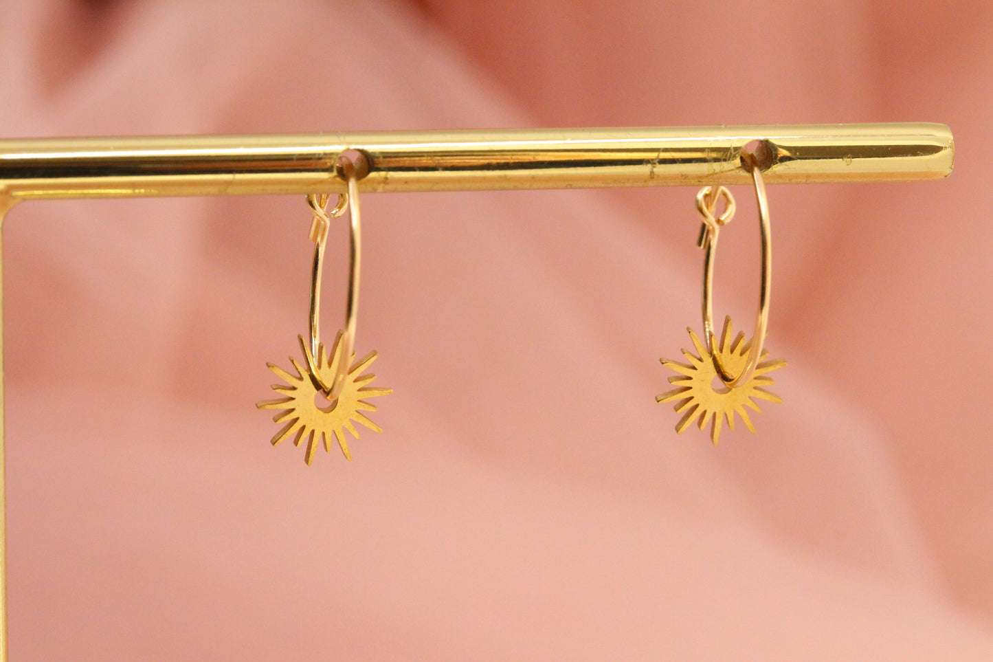 14 carat gold filled hoop earrings with Terry gold plated pewter gingko leaves