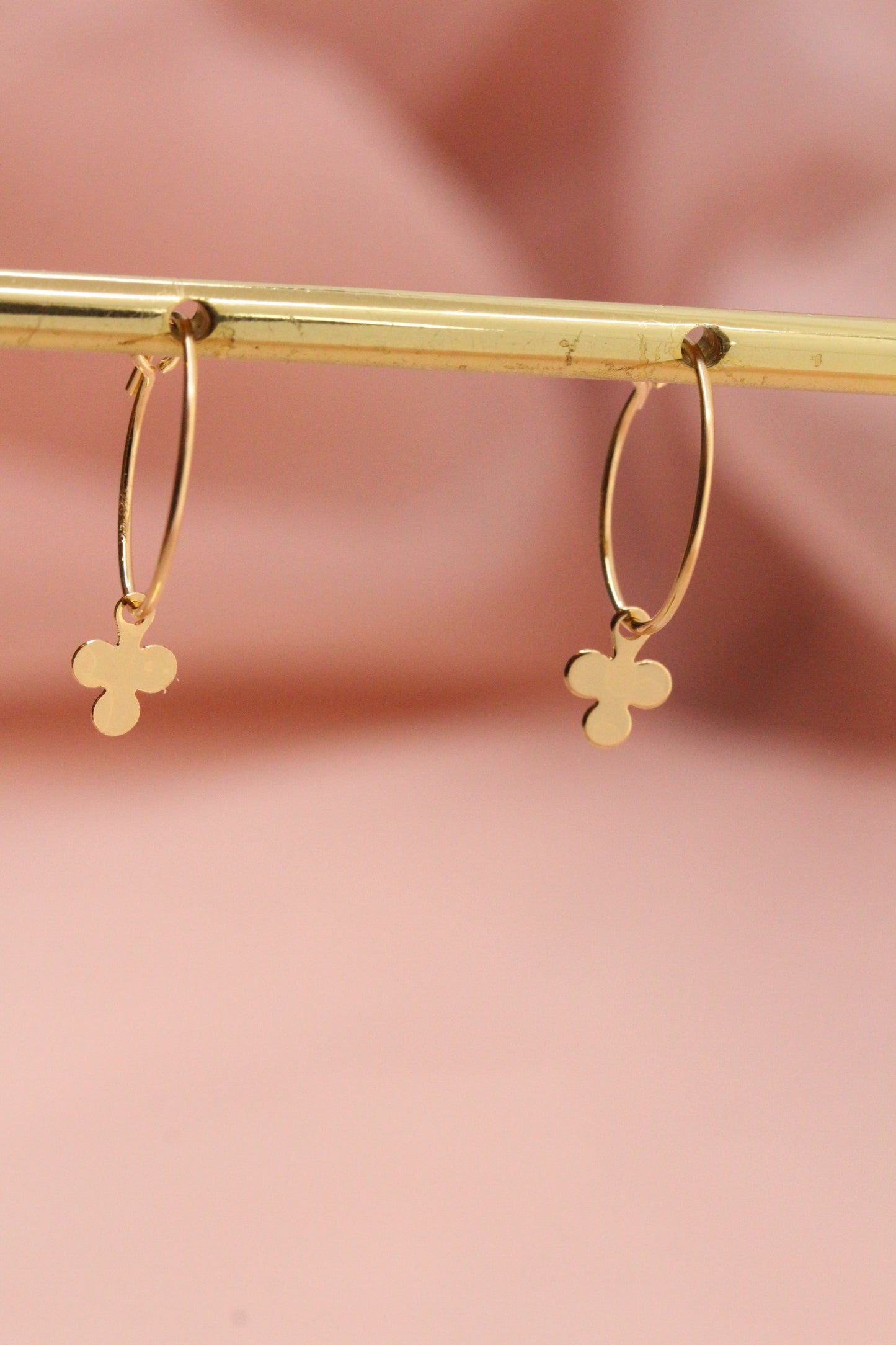 14 carat gold filled hoop earrings with Terry gold plated pewter gingko leaves