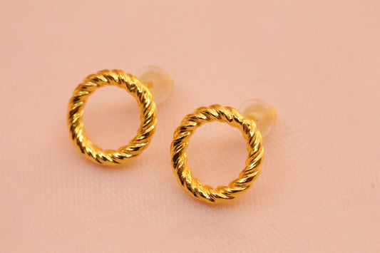 14 carat gold filled hoop earrings with Terry gold plated pewter gingko leaves