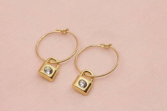 14 carat gold filled hoop earrings with Terry gold plated pewter gingko leaves