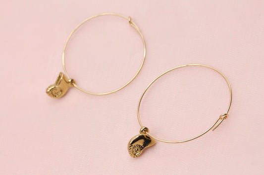 14 carat gold filled hoop earrings with Terry gold plated pewter gingko leaves