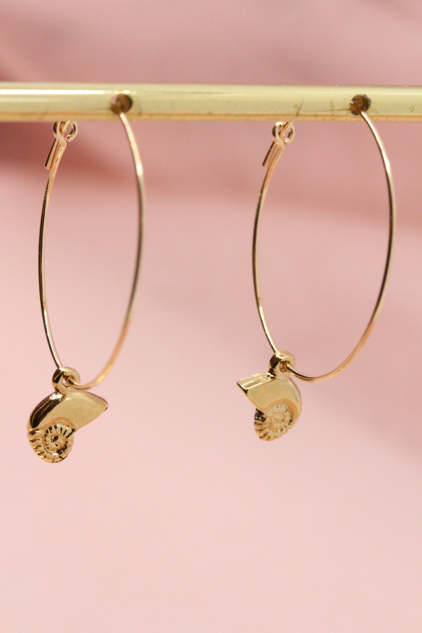 14 carat gold filled hoop earrings with Terry gold plated pewter gingko leaves