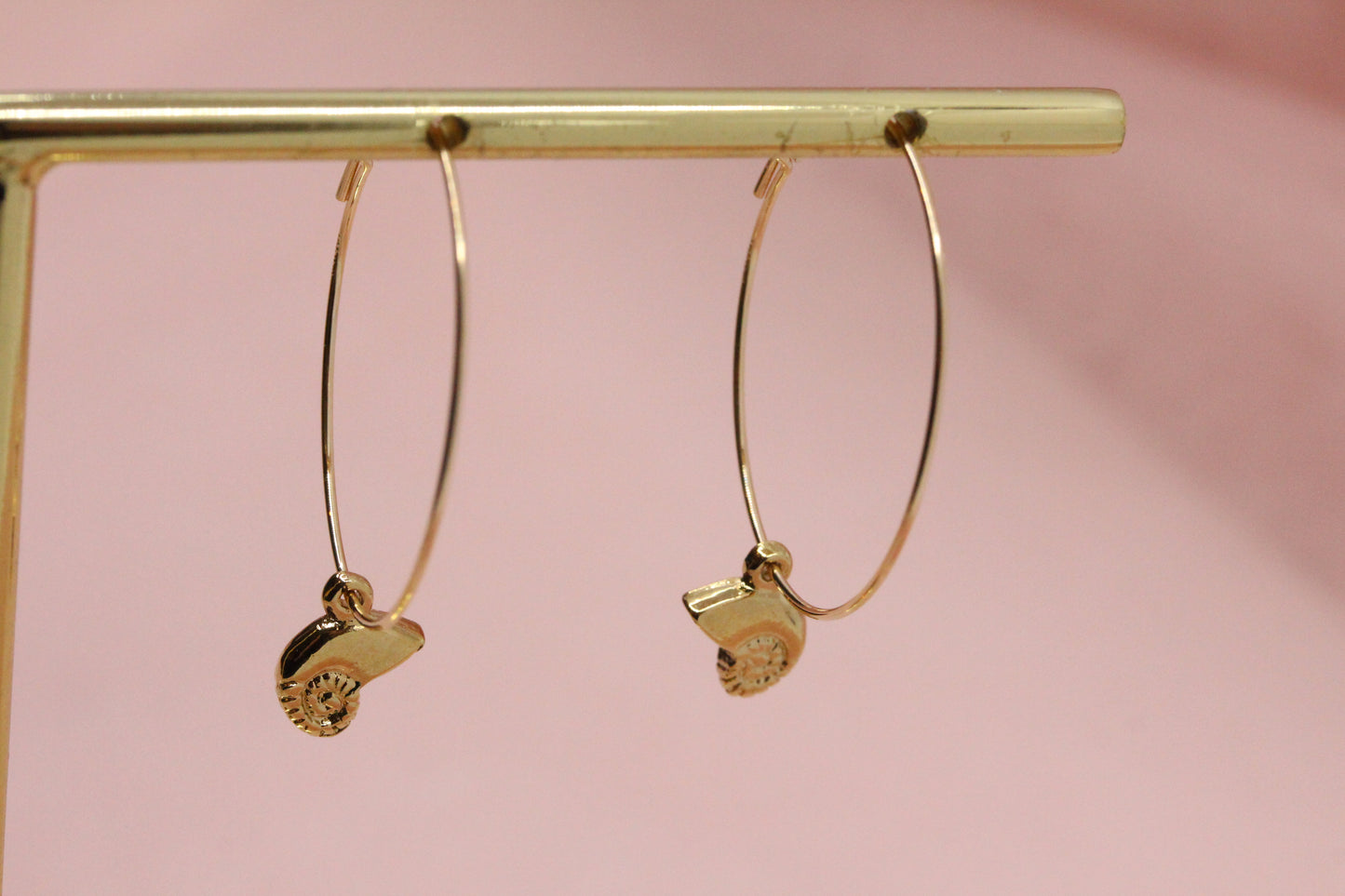 14 carat gold filled hoop earrings with Terry gold plated pewter gingko leaves